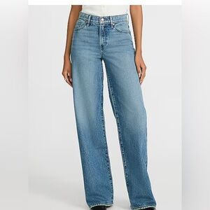 Express High Waisted Light Wash 50/50 Rigid Stretch Wide Leg Denim Jeans Size 12